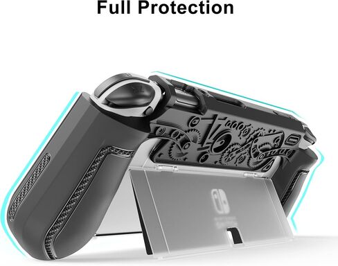 Nintendo Switch OLED Case (Ergonomic/Full Protection/Shock-Absorption/Anti-Scratch) Gift Glass Screen Protector & Thumb Caps, Nintendo Switch OLED Case Black in Saudi Arabia