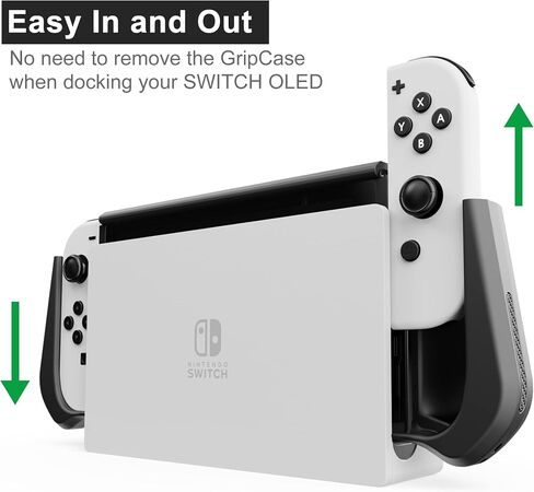 Nintendo Switch OLED Case (Ergonomic/Full Protection/Shock-Absorption/Anti-Scratch) Gift Glass Screen Protector & Thumb Caps, Nintendo Switch OLED Case Black in Saudi Arabia