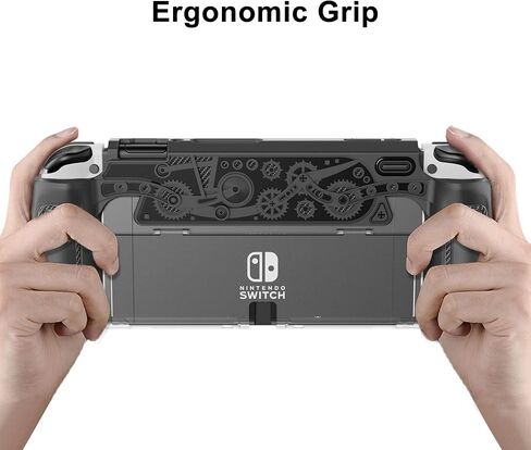 Nintendo Switch OLED Case (Ergonomic/Full Protection/Shock-Absorption/Anti-Scratch) Gift Glass Screen Protector & Thumb Caps, Nintendo Switch OLED Case Black in Saudi Arabia