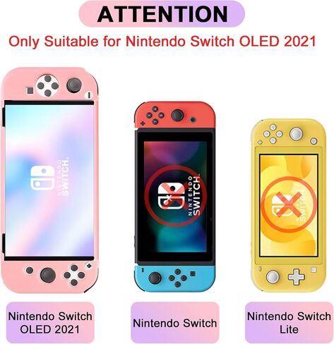 حافظة Switch OLED واقية لجهاز Nintendo Switch OLED Model 2021، حافظة قابلة للإرساء متوافقة مع Switch OLED وحقيبة قبضة وحدة التحكم Joy-Con مع واقي الشاشة و2 × أغطية قبضة الإبهام، وردي in Saudi Arabia