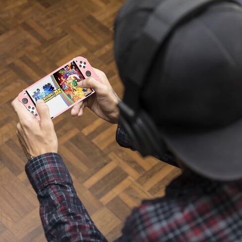 حافظة Switch OLED واقية لجهاز Nintendo Switch OLED Model 2021، حافظة قابلة للإرساء متوافقة مع Switch OLED وحقيبة قبضة وحدة التحكم Joy-Con مع واقي الشاشة و2 × أغطية قبضة الإبهام، وردي in Saudi Arabia