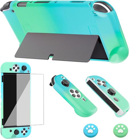 حافظة Switch OLED واقية لجهاز Nintendo Switch OLED Model 2021، حافظة قابلة للإرساء متوافقة مع Switch OLED وحقيبة قبضة وحدة التحكم Joy-Con مع واقي الشاشة و2 × أغطية قبضة الإبهام، وردي in Saudi Arabia