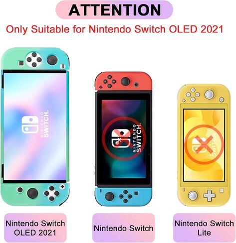 حافظة Switch OLED واقية لجهاز Nintendo Switch OLED Model 2021، حافظة قابلة للإرساء متوافقة مع Switch OLED وحقيبة قبضة وحدة التحكم Joy-Con مع واقي الشاشة و2 × أغطية قبضة الإبهام، وردي in Saudi Arabia