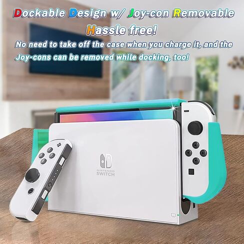 حافظة Innoc Switch OLED حافظة واقية قابلة للإرساء وغطاء واقي مقاوم للصدمات لجهاز Nintendo Switch OLED Model 2021 مع 2 واقي شاشة وأغطية إبهام، وقبضة TPU مريحة مع فتحات بطاقة الألعاب (أسود) in Saudi Arabia