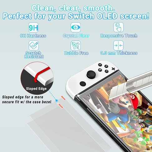 حافظة Innoc Switch OLED حافظة واقية قابلة للإرساء وغطاء واقي مقاوم للصدمات لجهاز Nintendo Switch OLED Model 2021 مع 2 واقي شاشة وأغطية إبهام، وقبضة TPU مريحة مع فتحات بطاقة الألعاب (أسود) in Saudi Arabia
