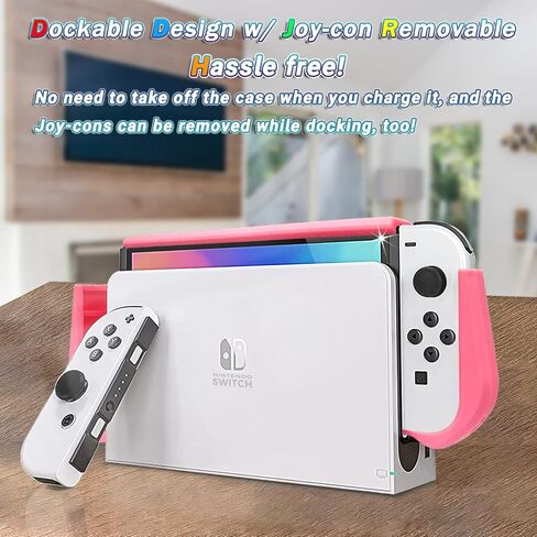 حافظة Innoc Switch OLED حافظة واقية قابلة للإرساء وغطاء واقي مقاوم للصدمات لجهاز Nintendo Switch OLED Model 2021 مع 2 واقي شاشة وأغطية إبهام، وقبضة TPU مريحة مع فتحات بطاقة الألعاب (أسود) in Saudi Arabia