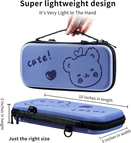 Switch Case for Nintendo OLED, Soft Protective Case Travel Game Case,Accessories Kit for Boys Birthday Gifts Holds 12 Game Card Slot-Blue Bear in Saudi Arabia