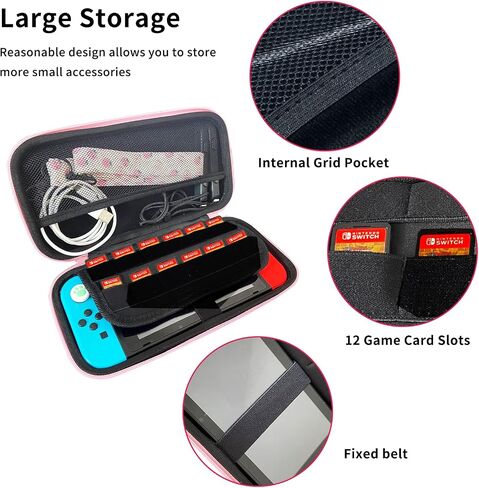 Switch Case for Nintendo OLED, Soft Protective Case Travel Game Case,Accessories Kit for Boys Birthday Gifts Holds 12 Game Card Slot-Blue Bear in Saudi Arabia