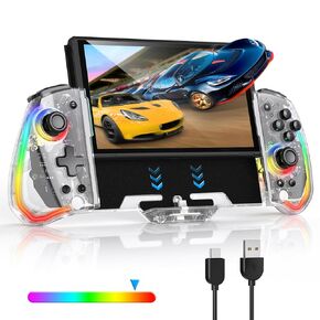 وحدة تحكم Switch Joypad لجهاز Nintendo Switch/OLED، استبدال وحدة تحكم التبديل RGB قطعة واحدة لـ Joy-con مع TURBO قابل للتعديل، اهتزاز محرك مزدوج، وحدة تحكم احترافية محمولة لتبديل الألعاب in Kuwait