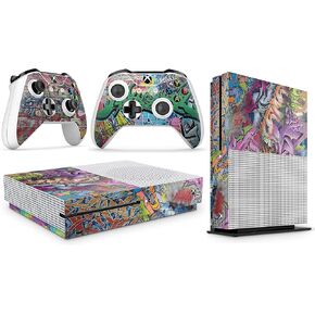 GNG Console Skin Decal Sticker Compatible with Xbox One S Black + 2 Controller Skins in Kuwait