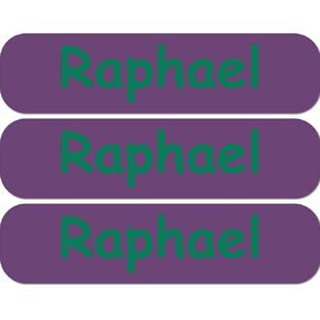 Premium, high quality, personalized, customizable, all-purpose, name labels for school, camp, daycare, clothing, and other uses in multiple sizes, 99 color choices, 20 fonts, solid background color