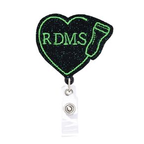 RDMS Ultrasound Sonographer Gift Menternity Nurse Sparkle Glitter Badge Reel, Retractable Name Card Badge Holder Reel with Alligator Clip, 24 inches Thick Pull Cord in Kuwait