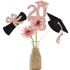 Graduation 2023 Graduation Centerpiece Sticks Class of 2023 Party Decor Table Toppers for College High School Graduation Party Supplies 12 Pieces Rose Gold & Black in Kuwait
