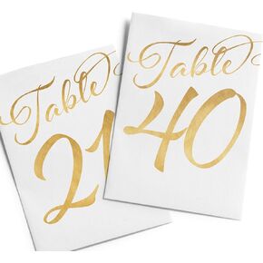 21-40 أرقام طاولة الزفاف الذهبية، أرقام الطاولة على مخزون البطاقات الثقيلة، بطاقات طاولة الزفاف، بطاقات 5 × 7 مزدوجة الجوانب in Kuwait
