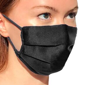 Pure Black Silk Face Mask for Women Silk Mask Silk Masks for Women Acne Mask for Face Black Satin Face Mask with Nose Wire Sensitive Face Masks Silk Face Cover