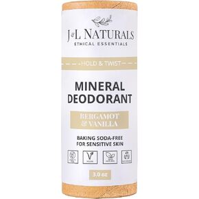 J&L Naturals Mineral Deodorant | Baking Soda-Free, 100% Natural, Sustainable Skin Care | Sensitive Deodorant For Women & Men | Aluminum Free, Vegan, Cruelty-Free (Activated Charcoal, 3 Oz (Pack of 2)) in Kuwait