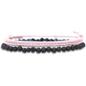 Made by Nami 2 Pcs Boho Surfer Bracelets for Men and Women Waterproof and Adjustable Beach Bracelets for Men and Women Set of 2 Beaded & Braided (Tiger-Eyes & Safari)