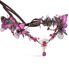 MOSTORY Handmade Fairy Butterfly Crown Pink Elf Headpiece Woodland Floral Headband Elven Circlet Tiara for Women Girls Halloween Renaissance Wedding Cosplay Pink in Saudi Arabia