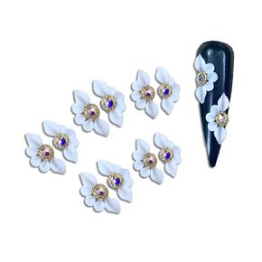 Set 10Pcs 3D Sweet Season Poinettia (5 Petals) Flower Nail Art Charms Handmade by Acrylic Powder Design Acrylic Nail Art for Women Girls (White-10Pcs) in Kuwait
