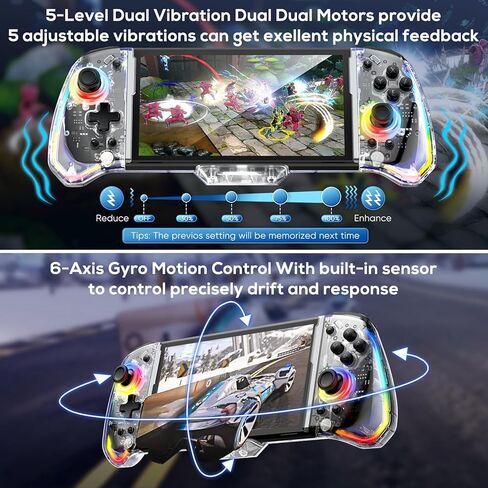 وحدة تحكم Switch Joypad لجهاز Nintendo Switch/OLED، استبدال وحدة تحكم التبديل RGB قطعة واحدة لـ Joy-con مع TURBO قابل للتعديل، اهتزاز محرك مزدوج، وحدة تحكم احترافية محمولة لتبديل الألعاب in Kuwait