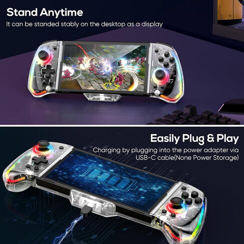 وحدة تحكم Switch Joypad لجهاز Nintendo Switch/OLED، استبدال وحدة تحكم التبديل RGB قطعة واحدة لـ Joy-con مع TURBO قابل للتعديل، اهتزاز محرك مزدوج، وحدة تحكم احترافية محمولة لتبديل الألعاب in Kuwait