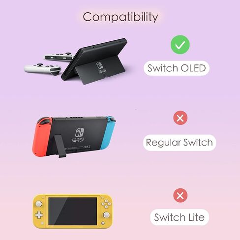 حافظات حماية لطيفة من Starry Forest لجهاز Nintendo Switch OLED مع أغطية عصا Joycon، غطاء صلب من البلاستيك الأرجواني لوحدة تحكم Switch OLED، أرنب قوس قزح (لجهاز Switch OLED) in Saudi Arabia