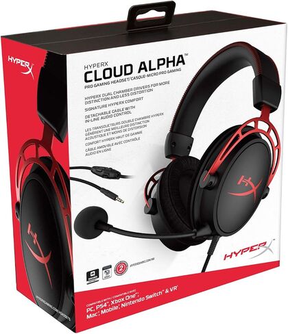 سماعة الألعاب HyperX Cloud Alpha - برامج تشغيل مزدوجة الغرفة - إطار من الألومنيوم المتين - ميكروفون قابل للفصل - يعمل مع الكمبيوتر الشخصي، PS4، PS4 PRO، Xbox One، Xbox One S (HX-HSCA-RD/AM) (متجدد) in Saudi Arabia