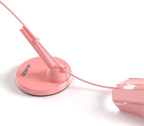 NACODEX Pink Gaming Mouse Bungee Flexible Cord Clip Clipper Wire Cable Management System - Flexible Mouse Cable Holder Fixer with Weighted Anti-Slip Rubber Feet in Kuwait