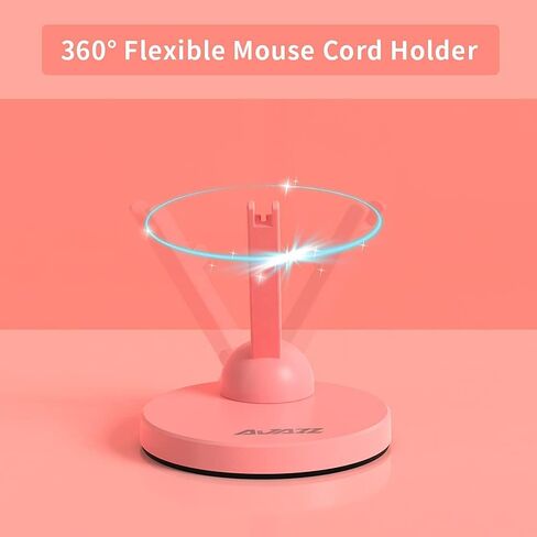 NACODEX Pink Gaming Mouse Bungee Flexible Cord Clip Clipper Wire Cable Management System - Flexible Mouse Cable Holder Fixer with Weighted Anti-Slip Rubber Feet in Kuwait