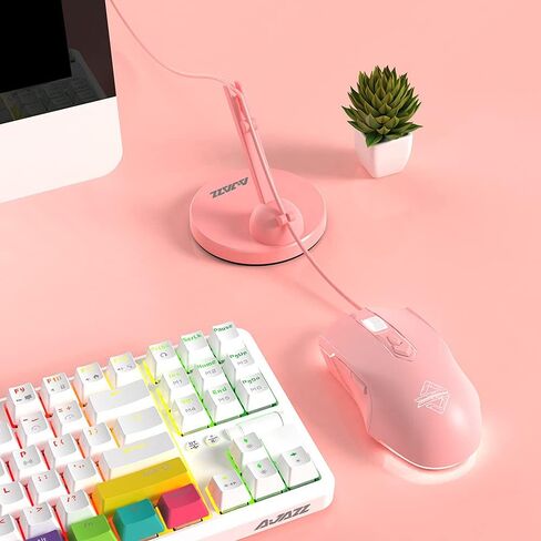 NACODEX Pink Gaming Mouse Bungee Flexible Cord Clip Clipper Wire Cable Management System - Flexible Mouse Cable Holder Fixer with Weighted Anti-Slip Rubber Feet in Kuwait