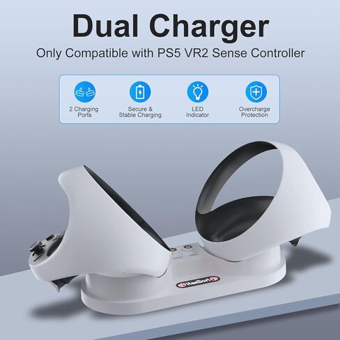 قاعدة شحن PSVR 2، قاعدة شحن PSVR2 متوافقة مع وحدة تحكم PSVR2، شاحن وحدة تحكم PSVR2 مع مؤشر LED، حامل شاحن PSVR 2 مع ملحقات 4 مشبك مغناطيسي من النوع C وكابل من النوع C in Kuwait