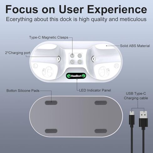 قاعدة شحن PSVR 2، قاعدة شحن PSVR2 متوافقة مع وحدة تحكم PSVR2، شاحن وحدة تحكم PSVR2 مع مؤشر LED، حامل شاحن PSVR 2 مع ملحقات 4 مشبك مغناطيسي من النوع C وكابل من النوع C in Kuwait
