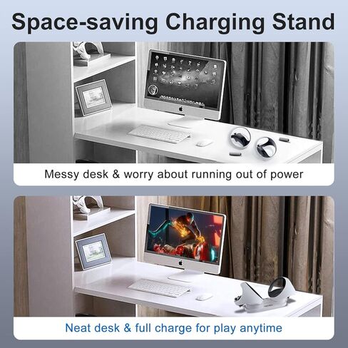 قاعدة شحن PSVR 2، قاعدة شحن PSVR2 متوافقة مع وحدة تحكم PSVR2، شاحن وحدة تحكم PSVR2 مع مؤشر LED، حامل شاحن PSVR 2 مع ملحقات 4 مشبك مغناطيسي من النوع C وكابل من النوع C in Kuwait