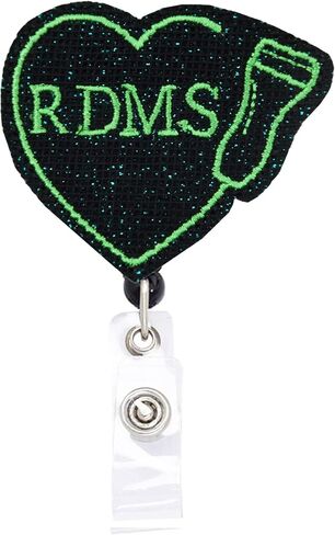 RDMS Ultrasound Sonographer Gift Menternity Nurse Sparkle Glitter Badge Reel, Retractable Name Card Badge Holder Reel with Alligator Clip, 24 inches Thick Pull Cord in Kuwait