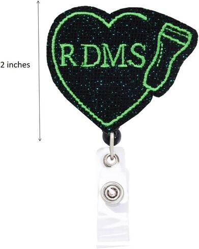 RDMS Ultrasound Sonographer Gift Menternity Nurse Sparkle Glitter Badge Reel, Retractable Name Card Badge Holder Reel with Alligator Clip, 24 inches Thick Pull Cord in Kuwait
