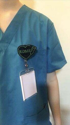 RDMS Ultrasound Sonographer Gift Menternity Nurse Sparkle Glitter Badge Reel, Retractable Name Card Badge Holder Reel with Alligator Clip, 24 inches Thick Pull Cord in Kuwait