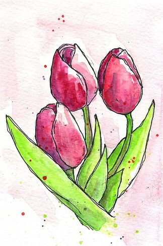 Festive Pink Tulip Greeting Card, Thinking of You, Anniversary, Condolences, Loss of Husband Cards, Sympathy Card, Get Well Cards, Christian & Religious Sympathy Cards with Envelopes (Red) in Saudi Arabia