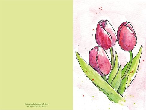 Festive Pink Tulip Greeting Card, Thinking of You, Anniversary, Condolences, Loss of Husband Cards, Sympathy Card, Get Well Cards, Christian & Religious Sympathy Cards with Envelopes (Red) in Saudi Arabia
