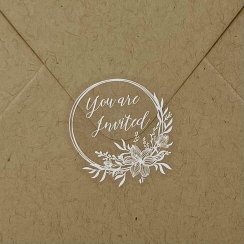 You Are Invited Envelope Seals- 60 clear Stickers for Wedding Invitations, Waterproof Invitation Stickers for Wedding, DIY Handmade Labels for Wedding Invitations, 1.5 inch in Kuwait