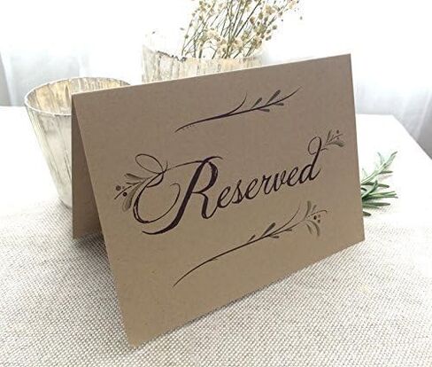 4 Pack- Rustic Reserved Wedding Table Signs - Folded Freestanding Kraft Table Signs (4) - 6.25" x 4.5" in Saudi Arabia