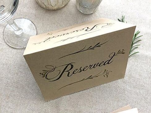 4 Pack- Rustic Reserved Wedding Table Signs - Folded Freestanding Kraft Table Signs (4) - 6.25" x 4.5" in Saudi Arabia