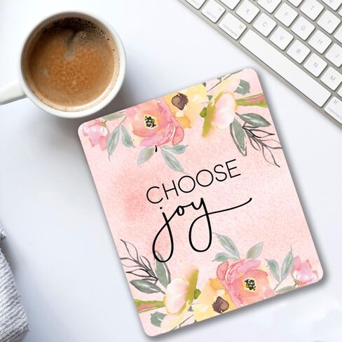 اختر Joy اقتباس تحفيزي مزين بالزهور لديكور المكتب لوحة ماوس مقاس 7.75 بوصة × 9.25 بوصة مستطيلة مصنوعة يدويًا لتزيين المكتب in Kuwait