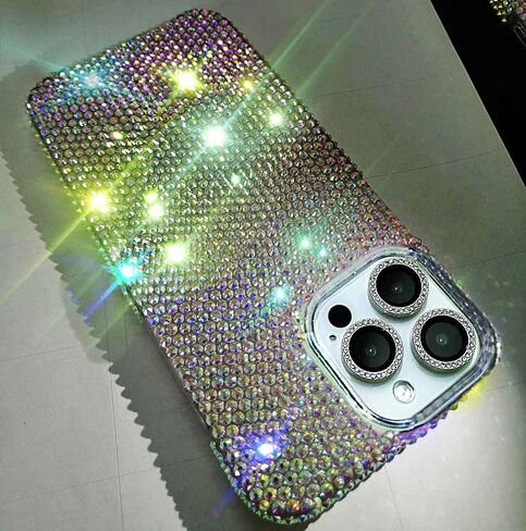 حافظة Teazgopx Bling rhinestone iPhone 13 Pro Max للنساء والفتيات - أكثر من 1500 قطعة ألماس لاصقة يدويًا عالية الجودة + واقي غطاء عدسة الكاميرا لهاتف iPhone 13 Pro Max-AB in Kuwait