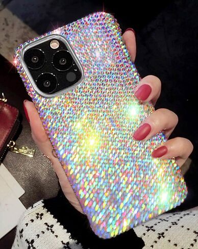 حافظة Teazgopx Bling rhinestone iPhone 13 Pro Max للنساء والفتيات - أكثر من 1500 قطعة ألماس لاصقة يدويًا عالية الجودة + واقي غطاء عدسة الكاميرا لهاتف iPhone 13 Pro Max-AB in Kuwait