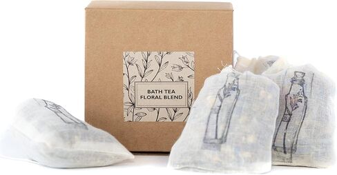 شاي حمام الزهور | حمام أعشاب نقع | شاي الحوض للتخلص من السموم والاسترخاء | شاي حوض الاستحمام العضوي الطبيعي | 4 أكياس في علبة | صنع يدوي in Kuwait