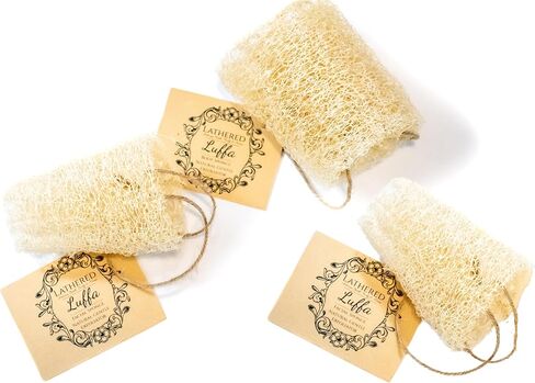 عبوة من 3 إسفنجات لوفا طبيعية ناعمة للجسم والوجه، ليفة استحمام وتقشير خفيف من شركة لاثيرد أرتيزان (3 قطع لوفا للوجه) in Kuwait