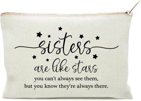حقيبة مكياج Sisters Are Like Stars لهدايا عيد ميلاد الأخت، حقيبة مستحضرات التجميل أفضل هدية للأصدقاء للأخوات الصغيرات الكبيرات in Kuwait