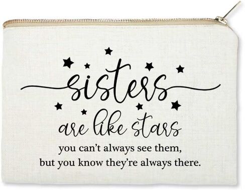 حقيبة مكياج Sisters Are Like Stars لهدايا عيد ميلاد الأخت، حقيبة مستحضرات التجميل أفضل هدية للأصدقاء للأخوات الصغيرات الكبيرات in Kuwait