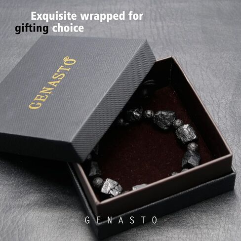 سوار حجر التورمالين الأسود - سوار ناشر الزيت العطري من الخرز الحجري الكريستالي من جيناستو، سوار الصخور البركانية من أجل شفاء الشاكرا والاسترخاء والحظ in Kuwait