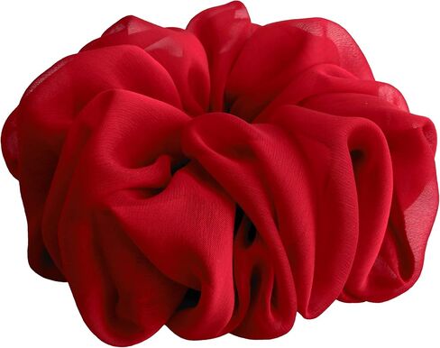 38 Colors Available, Big Scrunchies for Hair, Soft Cheer Chiffon large Ponytail Holder, Cute Birthday Gift for Women Girl Teen, Holiday Accessory (Black) in Saudi Arabia